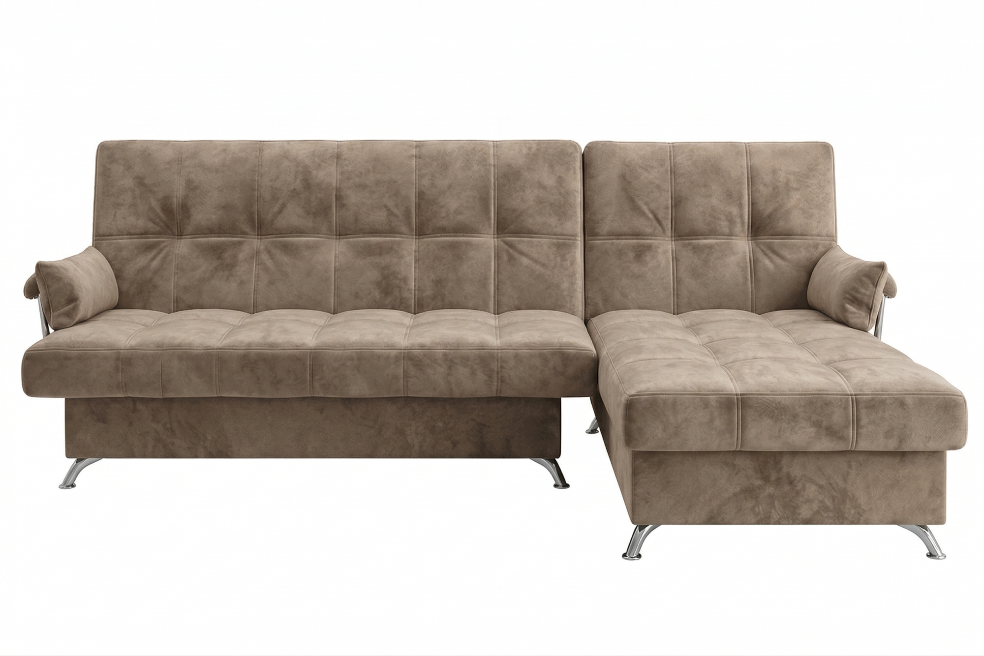 Диван угловой Финка ДКУ с хром бок. Тк.Frisco 25 UNIQ бежевый 3 кат Апогей