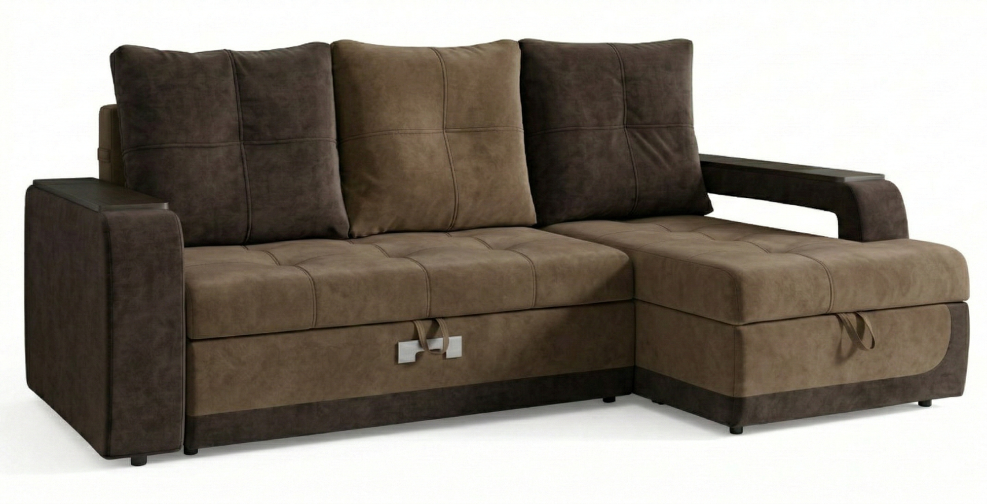 Диван угловой Лотос 2ДКУ правый Тк.Monaco 02 Cocoa + Monaco 04 Bitter (абсолют) 1 кат Апогей