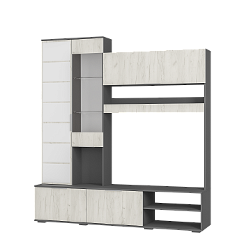 Гостиная "Плаза" ЦС-01 Графит/Дуб крафт белый