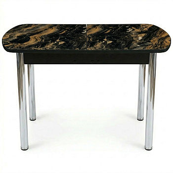 Стол Европейский раздвижной 1200(1500)*800 ноги хром черное Пл.7241ТС мрамор мокко