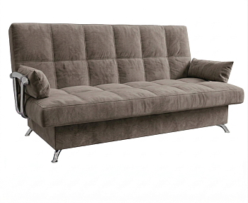 Диван Финка ДК с хром.бок. прямой Тк.Napoli 02 Chocolate 2 кат Апогей