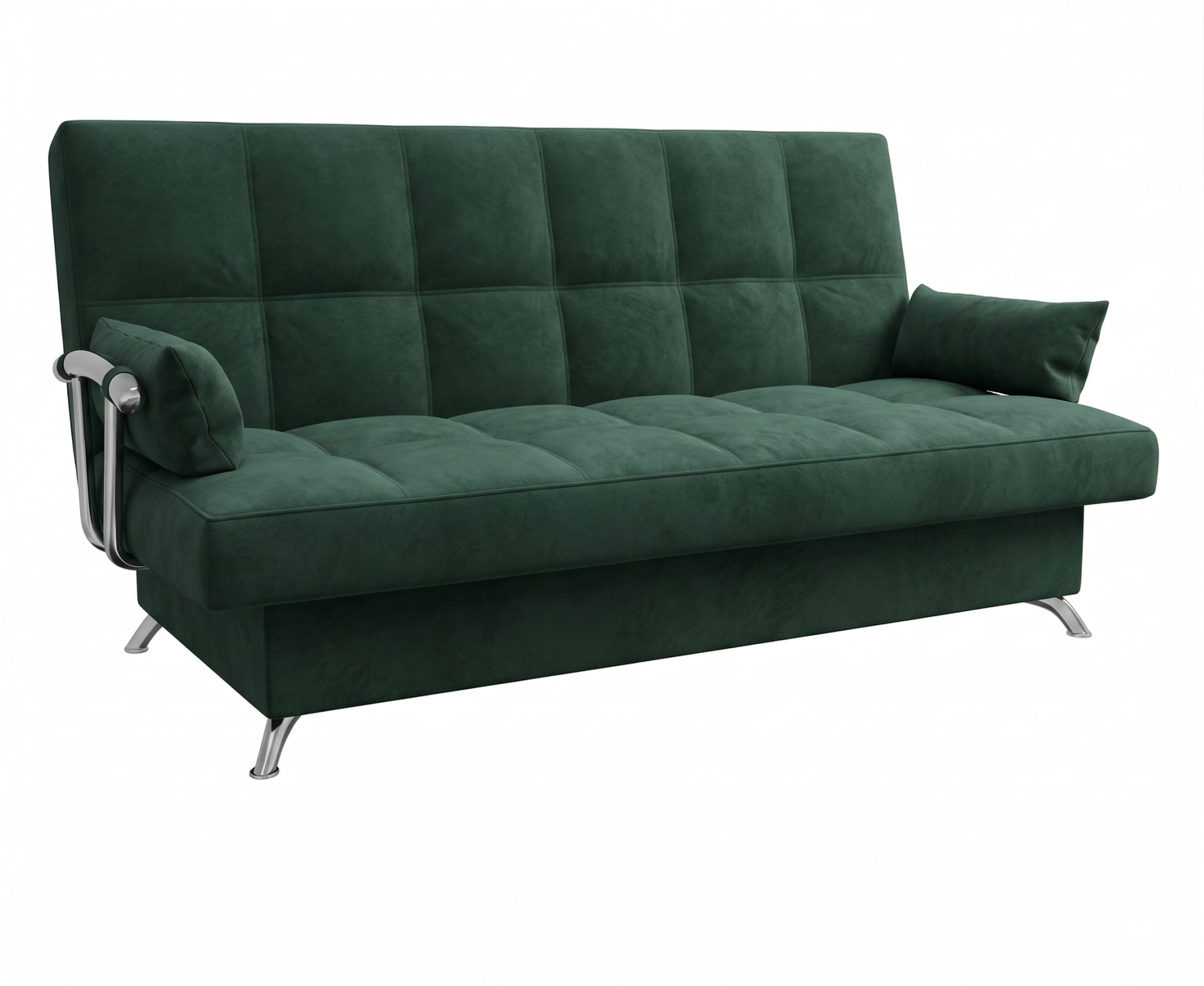 Диван Финка ДК с хром.бок. прямой Тк.SELFIE Dusty Green 2 кат Апогей