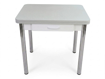 Стол Ломберный с ящ 600*800 (1200) ноги хром Белый Пл.7055 Белый иней Висма