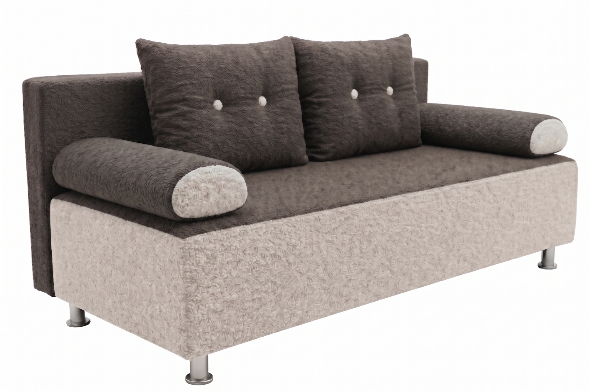 Диван прямой Прима Тик-Так Тк.LANA 14 бежевый + LANA 35 коричневый 4 кат ЭКО