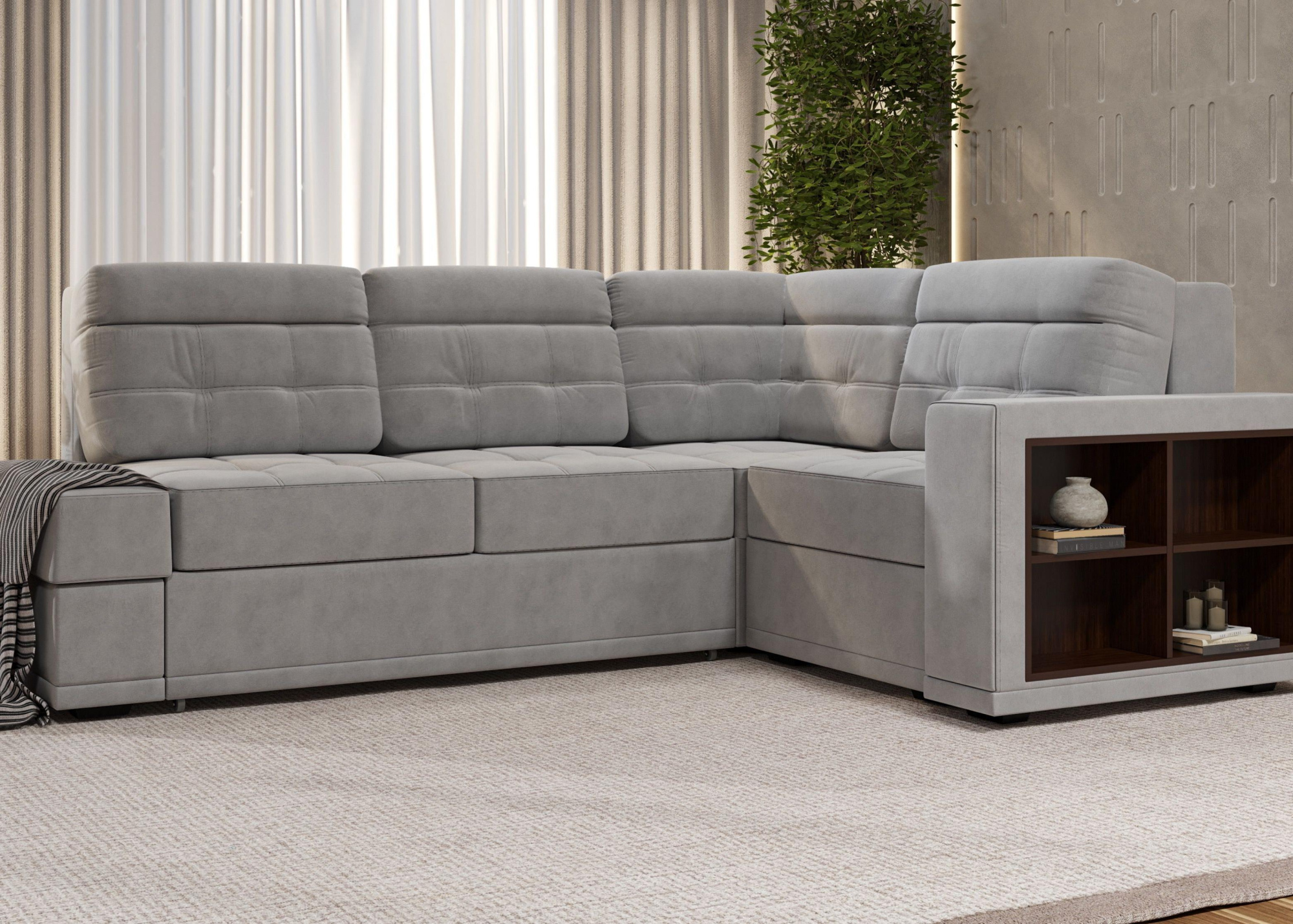 Диван угловой Мартин-2 ДКУ Тк.Sensey Steel Grey 3 кат Апогей