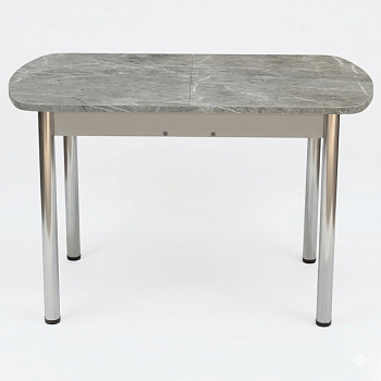 Стол Европейский раздвижной 1200(1500)*800 ноги хром Белое Пл.7237 Серый тунис Висма