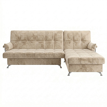 Диван угловой Финка ДКУ с хром бок. Тк.Frisco 14 UNIQ бежевый 3 кат Апогей