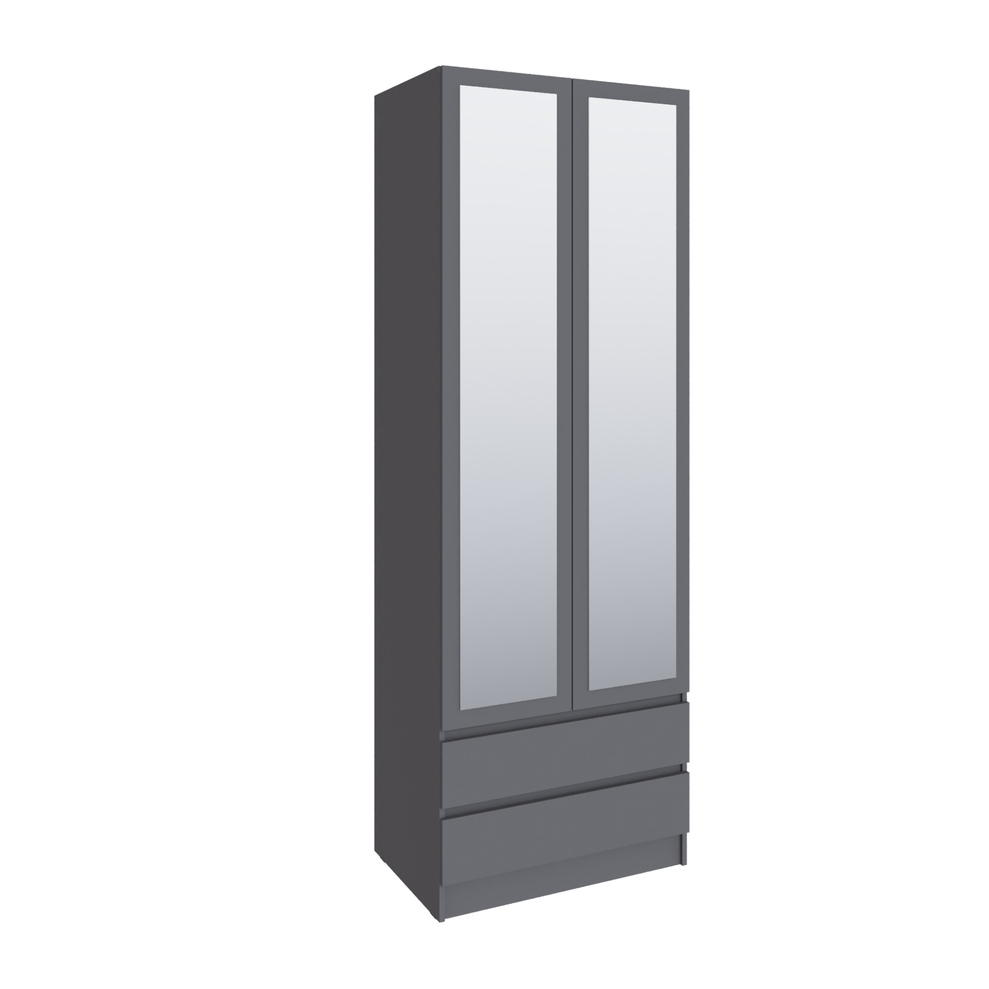 Шкаф Мадрид (0,8) с 2 ящ. без ручек с зеркалом графит серый