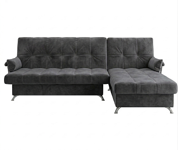 Диван угловой Финка ДКУ с хром бок. Тк.Sensey Steel Grey 3 кат Апогей