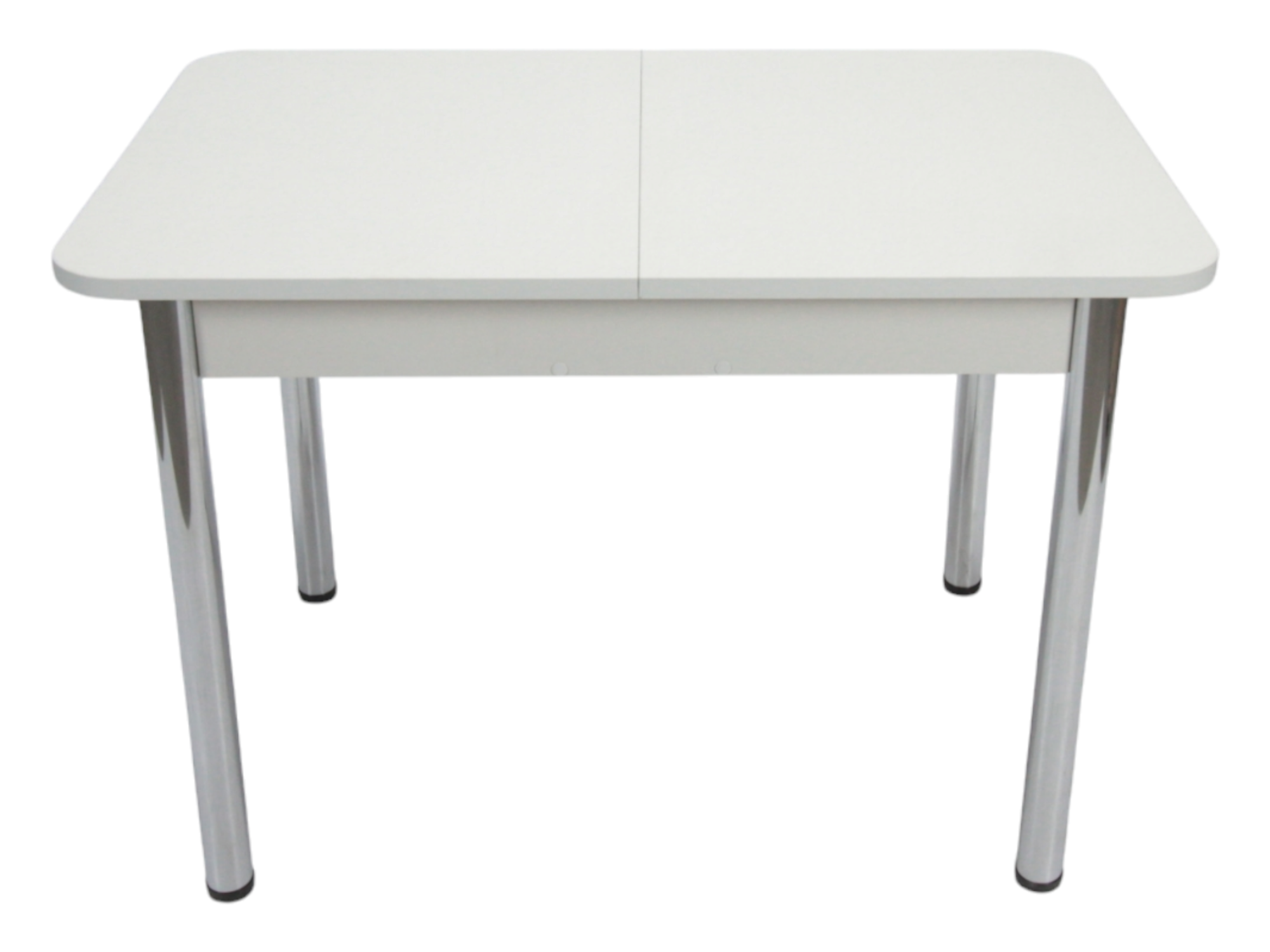 Стол Прямоугольный раздвижной 1100(1400)*700 ноги хром Белое Пл.7055 белый иней Висма