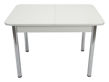 Стол Прямоугольный раздвижной 1100(1400)*700 ноги хром Белое Пл.7055 белый иней Висма