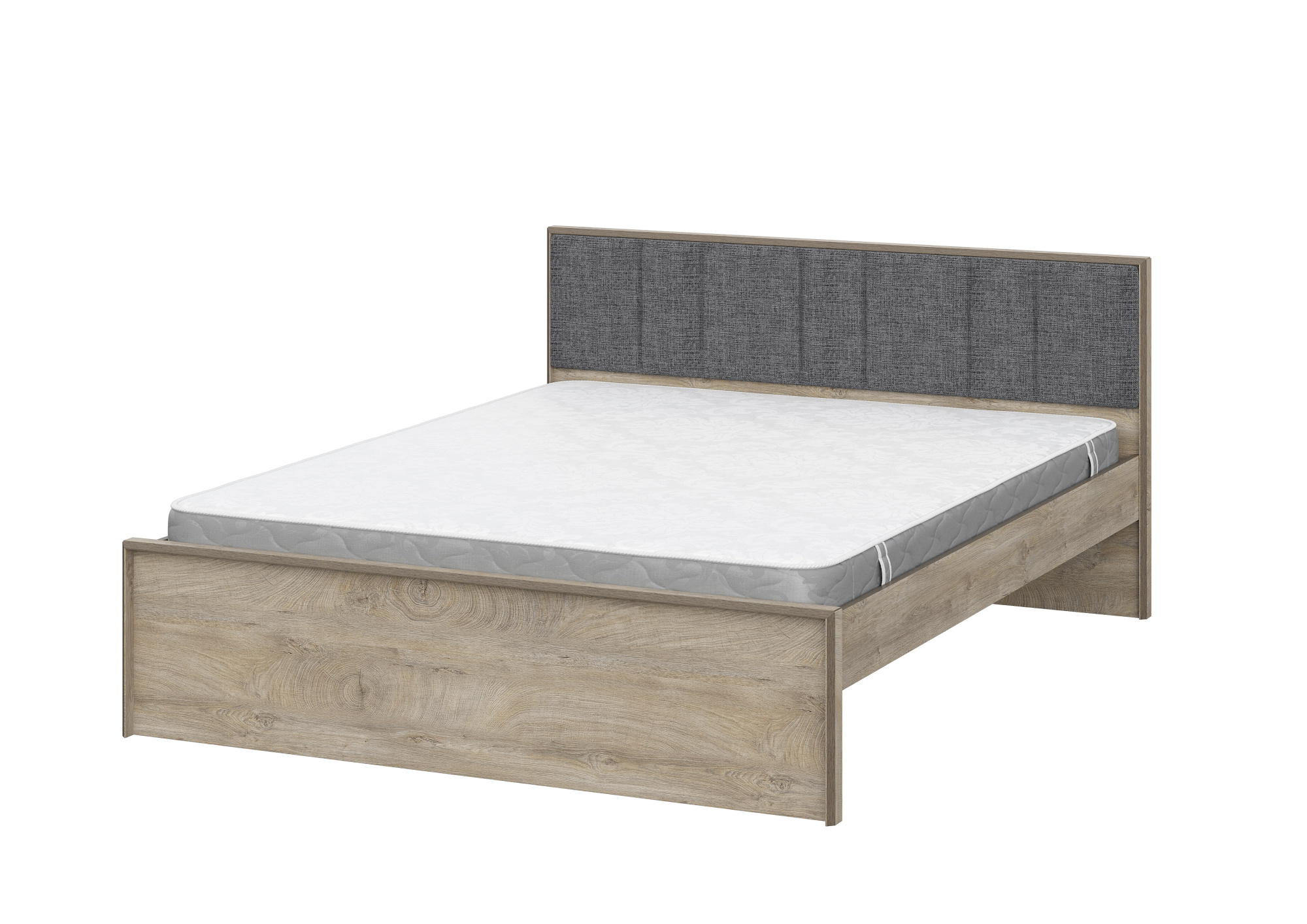 Модульная система "Этна"  Кровать 1600 АБ (Дуб Эндгрейн/Белый гладкий)