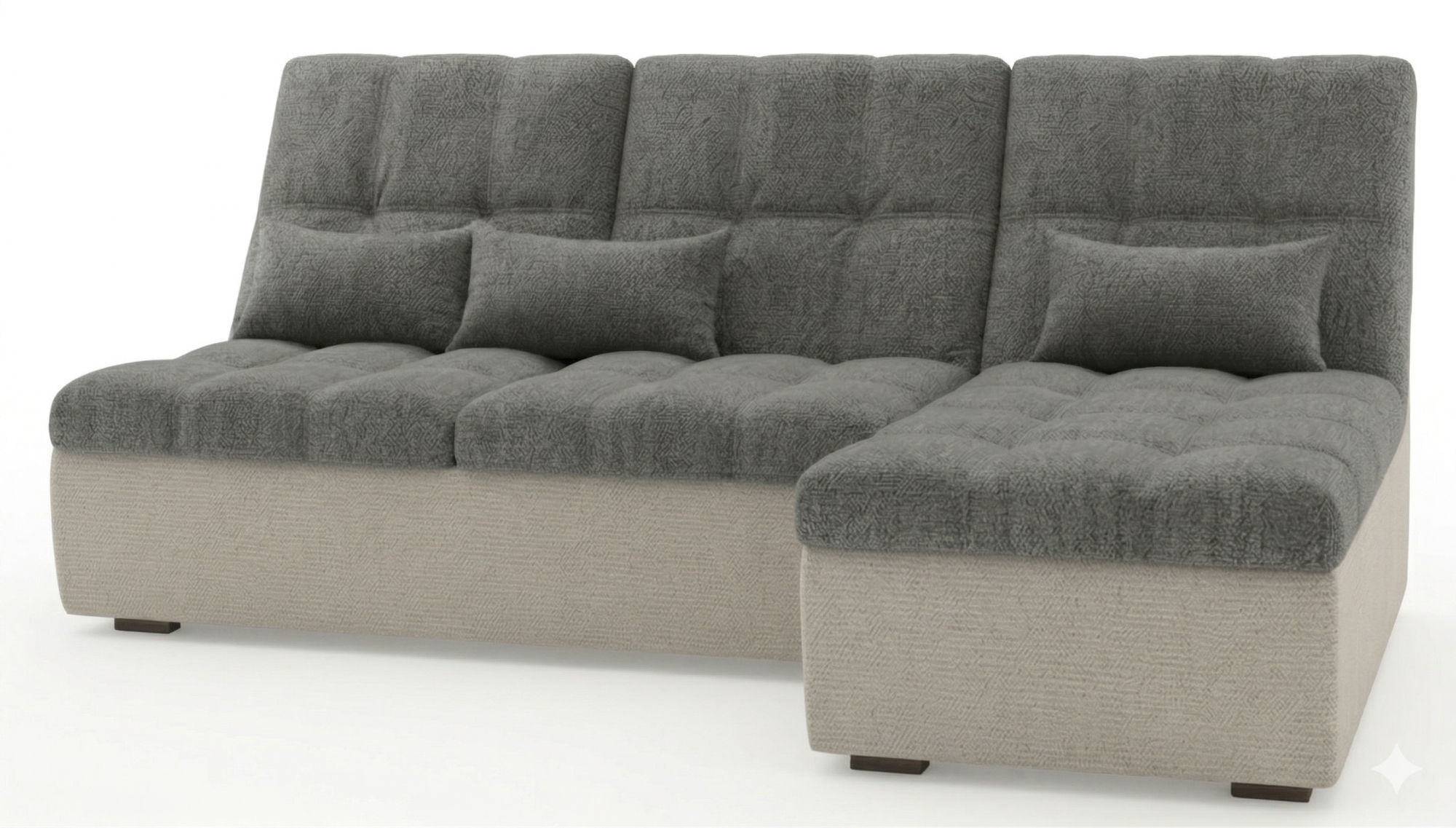 Диван угловой София-2 ДКУ-О латы Тк.Боска VL-1912-19 (темно-серый)+Боск VL-1912-17 (белый жемчуг) 1 