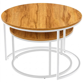 Стол Сфера журнальный ноги лофт белый Белое ЛДСП Дуб крафт золото Висма