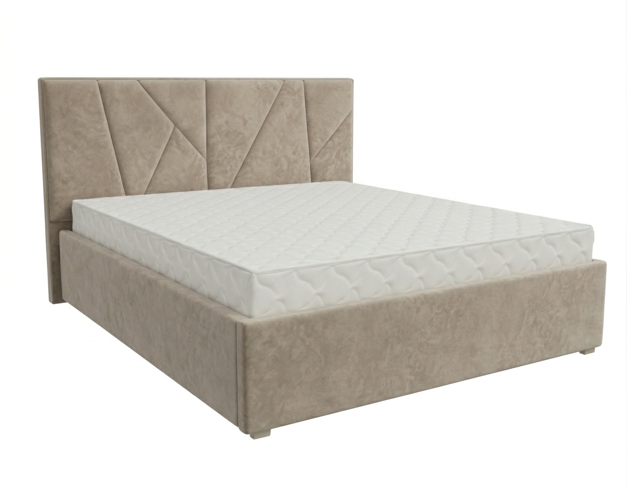 Кровать Рица-1 1,6*2,0 с П.М. Тк. Небби 307 бежевый 5 кат  Апогей