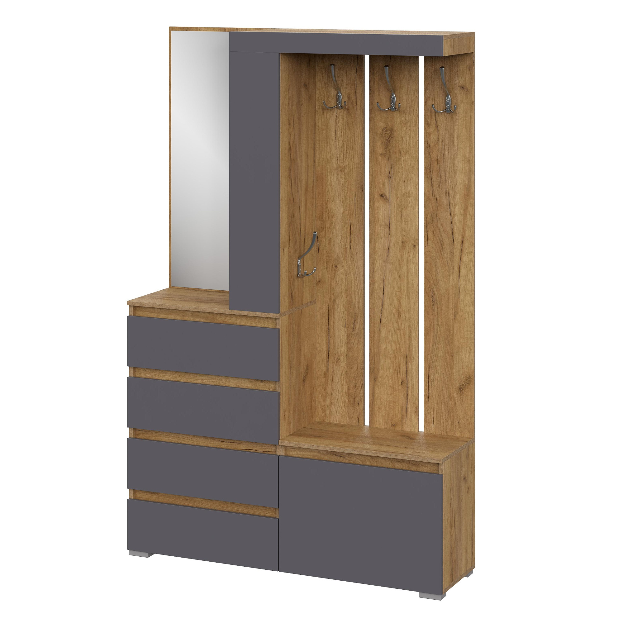 Люмо Прихожая 1260х1980х353 (ДУБ КРАФТ ЗОЛОТО/СЕР)