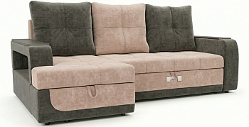 Диван угловой Лотос 2ДКУ левый Тк.Siesta Milk + Siesta Coffee (декор венге) 5 кат Апогей