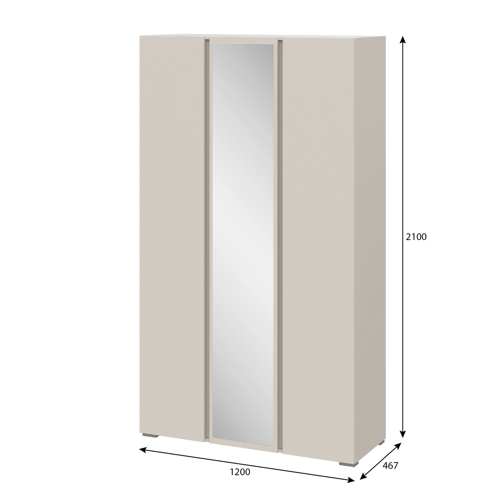 Люмо Шкаф с зеркалом ШК 02 1200х2100х460 (Кашемир)