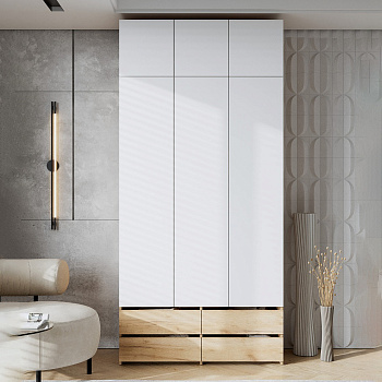 Модульная система "Абрау" Шкаф верхний (трехстворчатый) (Дуб Золотой/Белый)