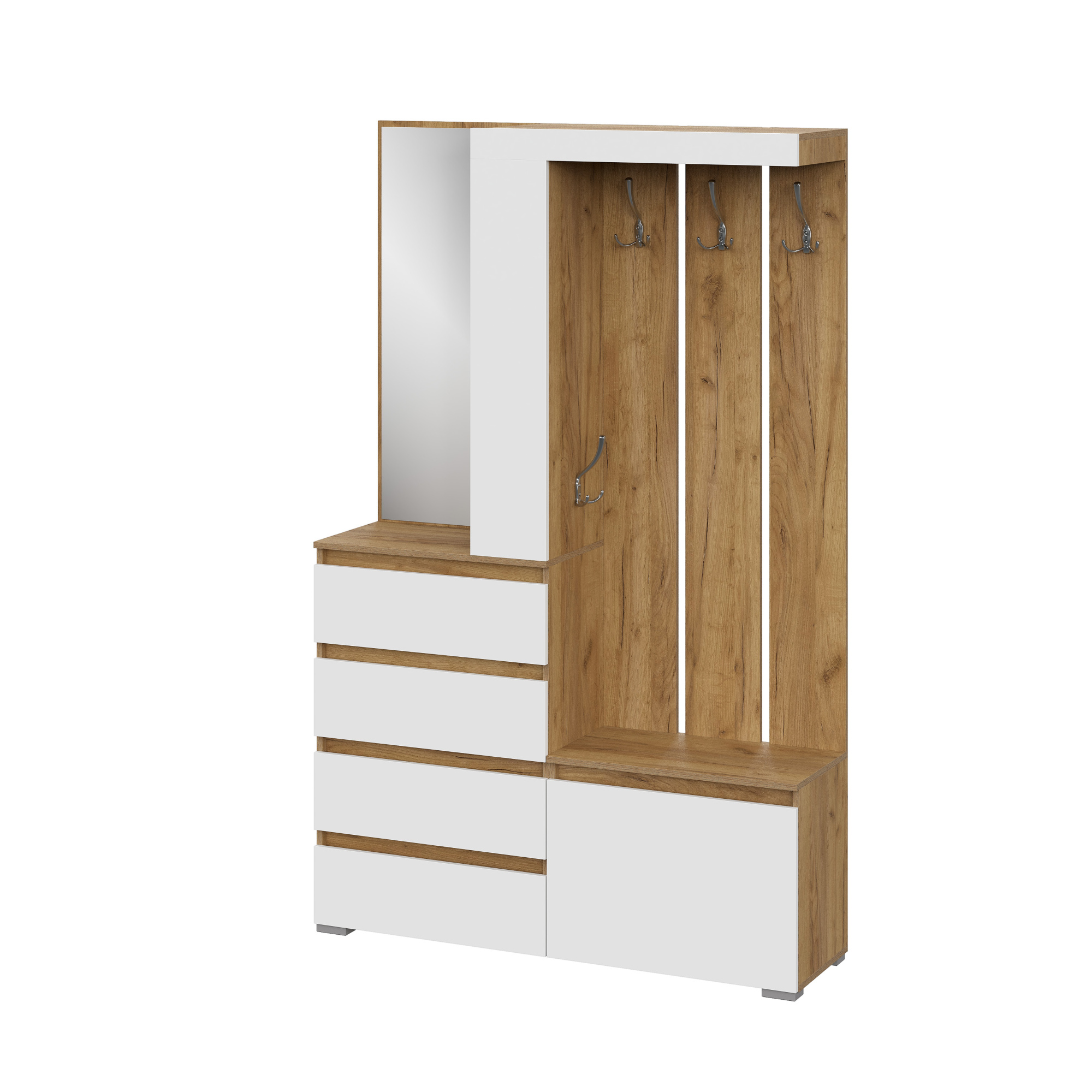 Люмо Прихожая 1260х1980х353 (ДУБ КРАФТ ЗОЛОТО/БЕЛ)