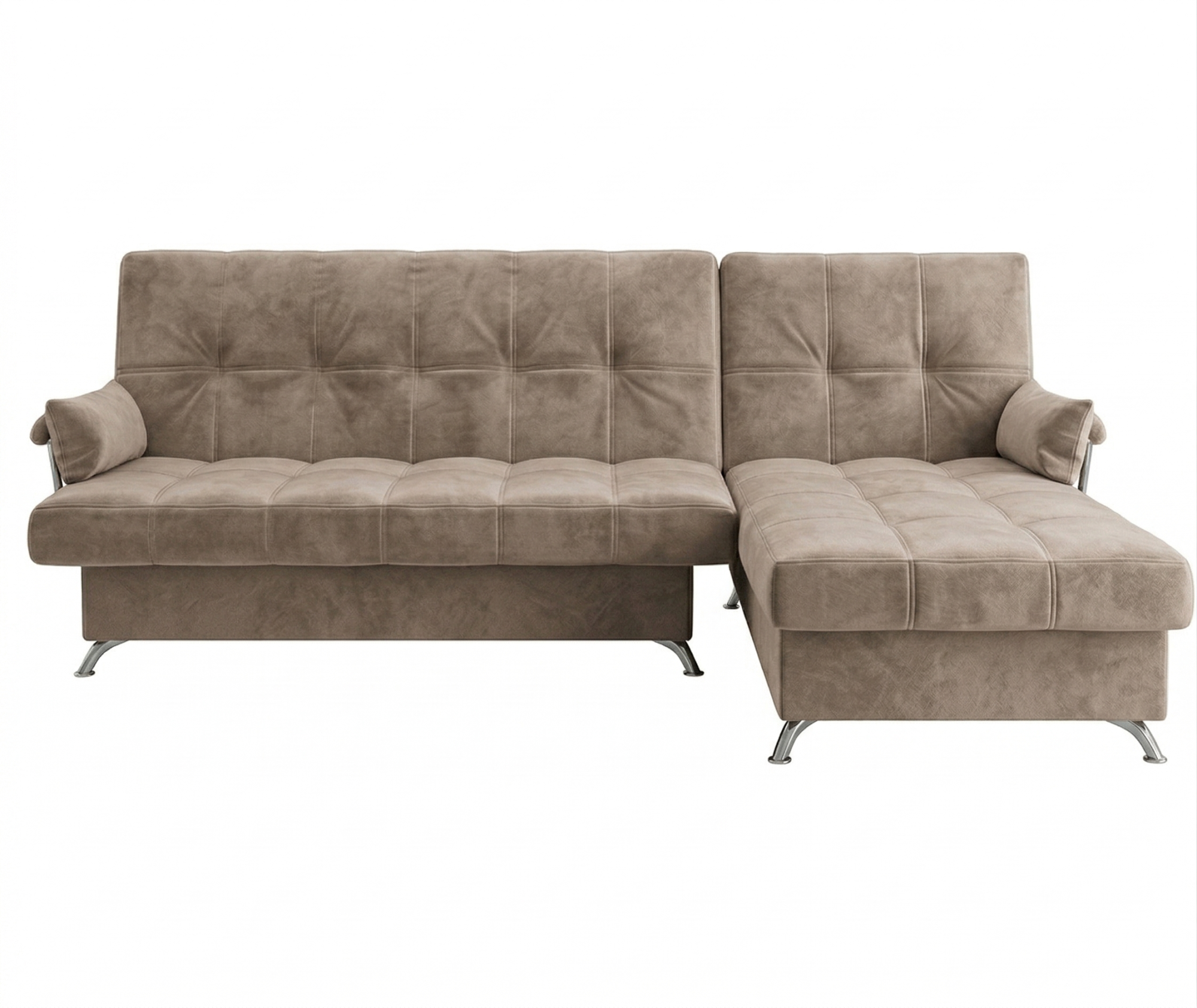 Диван угловой Финка ДКУ с хром бок. Тк.Danco 290 св.бежевый 4 кат Апогей