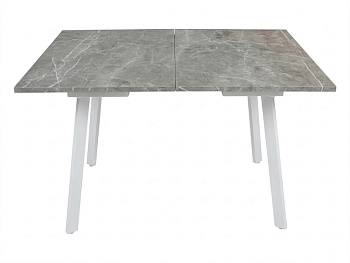 Стол Олимп раздвижной 1200(1530)*800 ноги лофт белые Белое Пл.7237 Серый тунис Висма