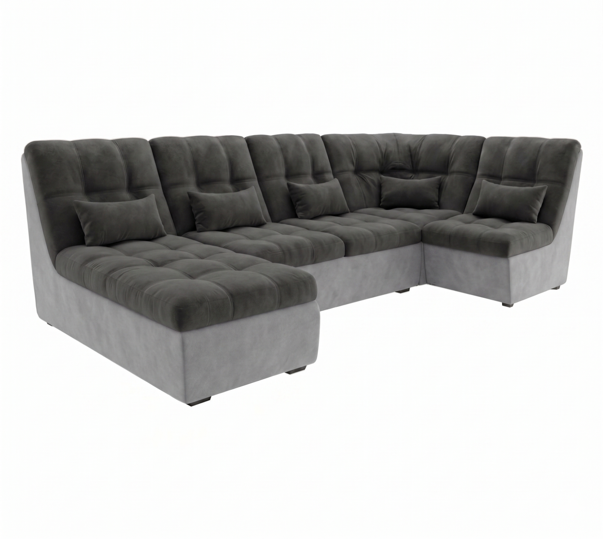 Диван угловой София-2 ДКУ латы Тк.Monaco 06 Grey (абсолют)+Monaco 14 (U-SMOKE) 1 кат Апогей