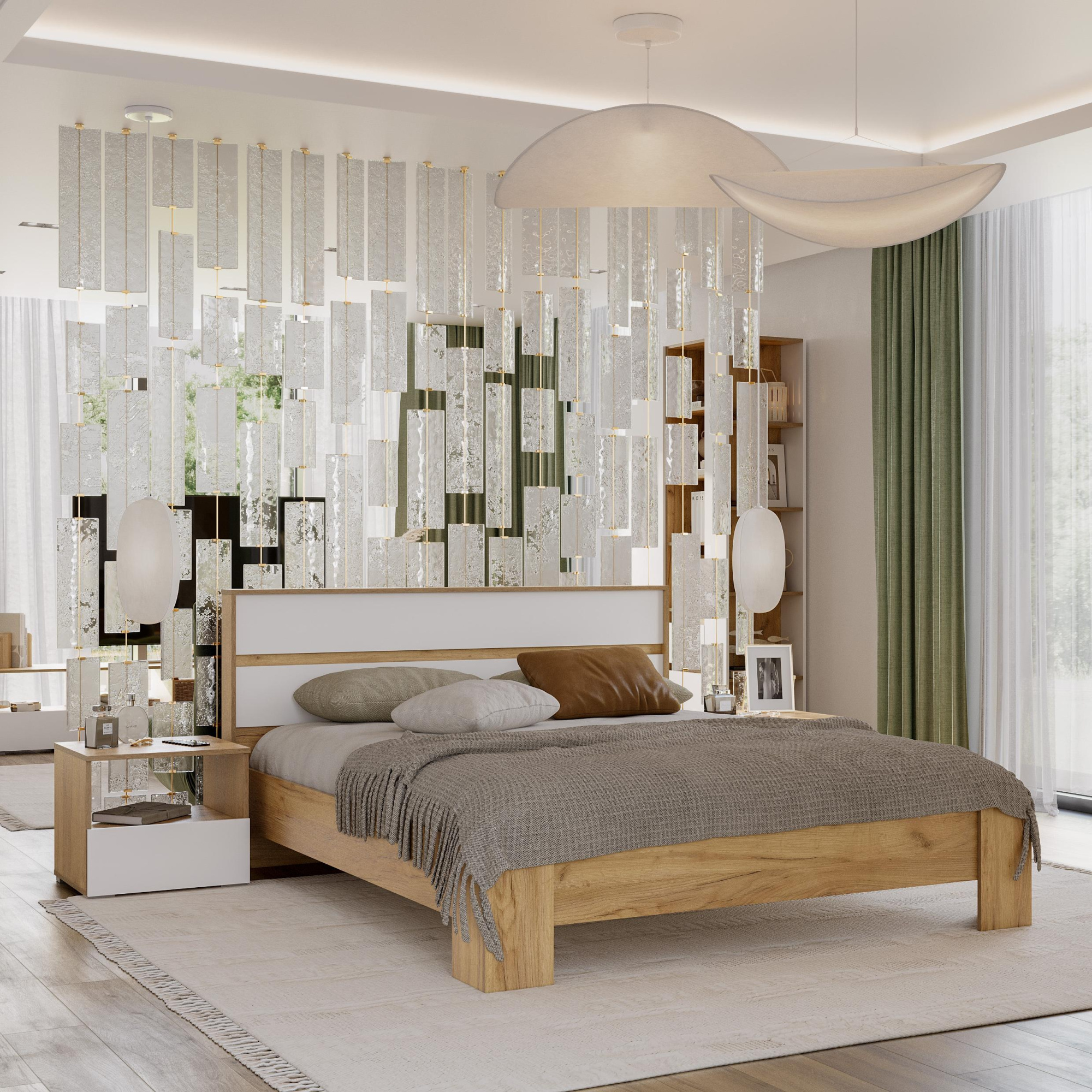 Люмо Кровать КР 02 1470х928х2114 (ДУБ КРАФТ ЗОЛОТО/БЕЛ)