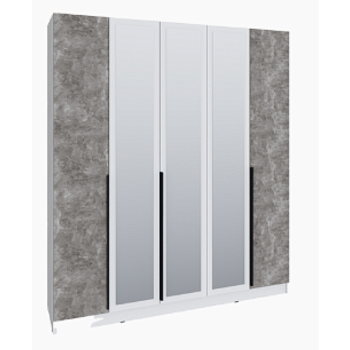 Шкаф Мадрид (2,0)  с 3 ящ. внутри с зеркалом белый/ателье светлое