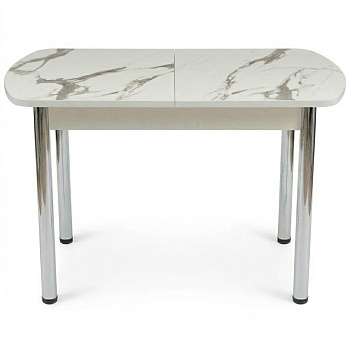 Стол Европейский раздвижной 1100(300)*700 ноги хром Белое Пл.3027 Калаката Висма