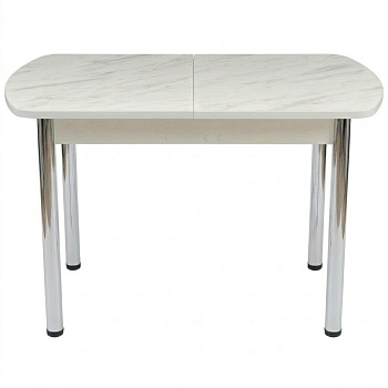 Стол Европейский раздвижной 1200(1500)*800 ноги хром Белое Пл.188 мрамор крестола