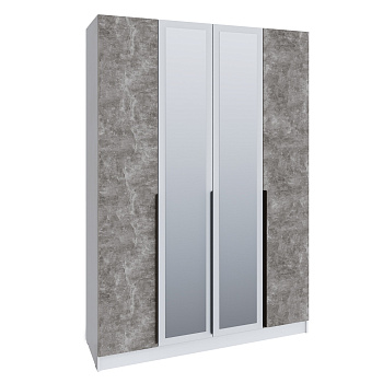 Шкаф Мадрид (1,6) с 6 ящ. внутри с зеркалом белый/ателье светлое