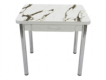 Стол Ломберный с ящ 600*800 (1200) ноги хром Белое Пл.3027ТС Калаката Висма