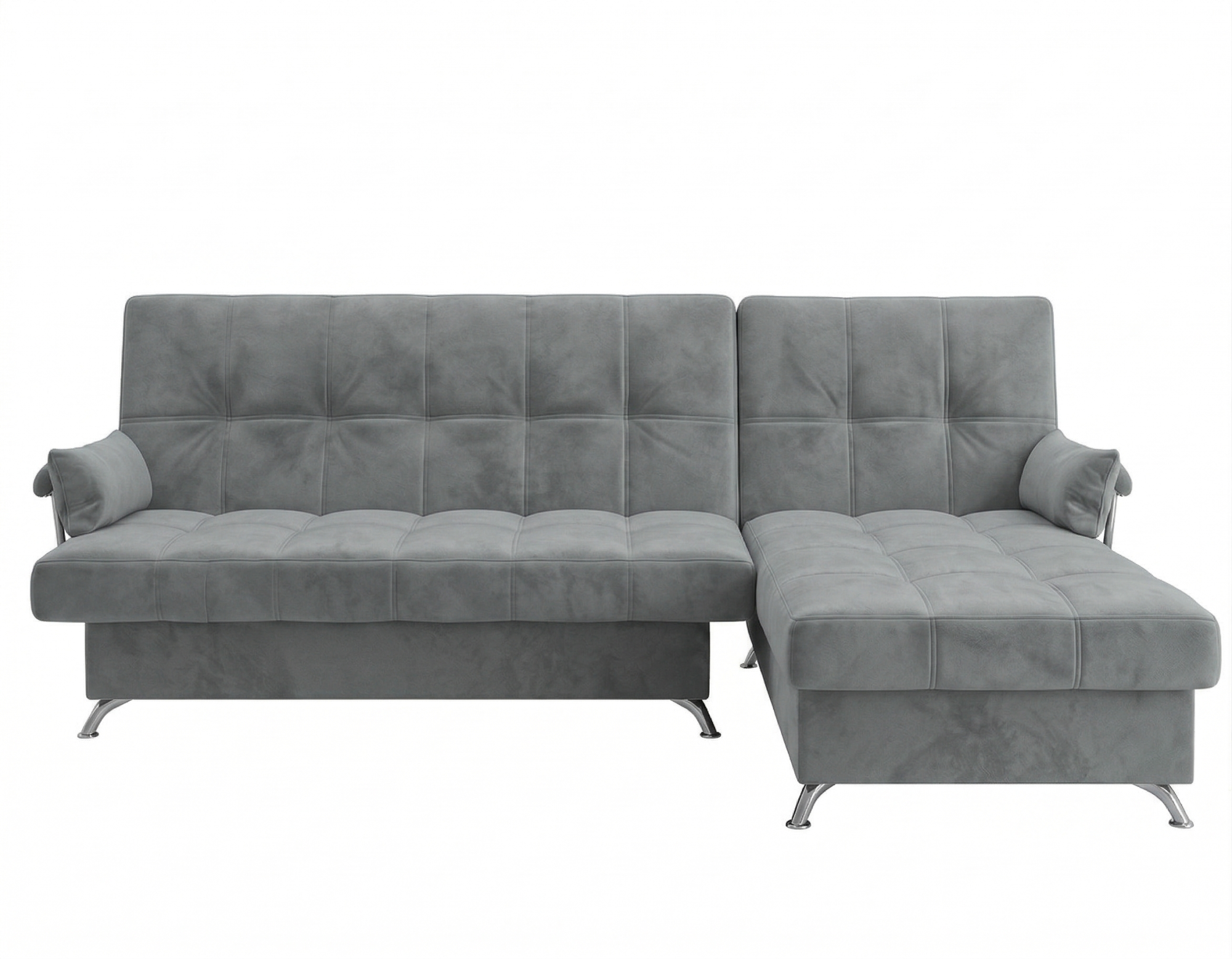 Диван угловой Финка ДКУ с хром бок. Тк.LUMA 14 серый 2 кат Апогей