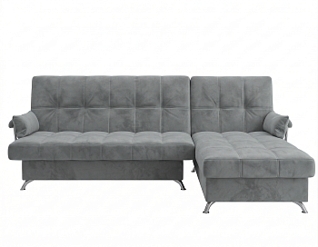 Диван угловой Финка ДКУ с хром бок. Тк.LUMA 14 серый 2 кат Апогей