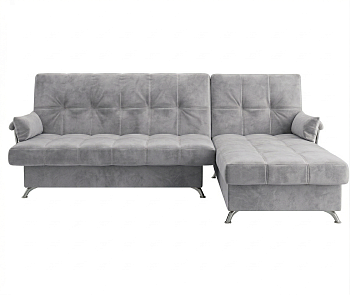 Диван угловой Финка ДКУ с хром бок. Тк.Зодиак 994 св.серый 1 кат Апогей