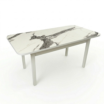 Стол Семейный раздвижной 1600(350)*900 ноги квадро белые Белое Пл.3027 Калаката Висма