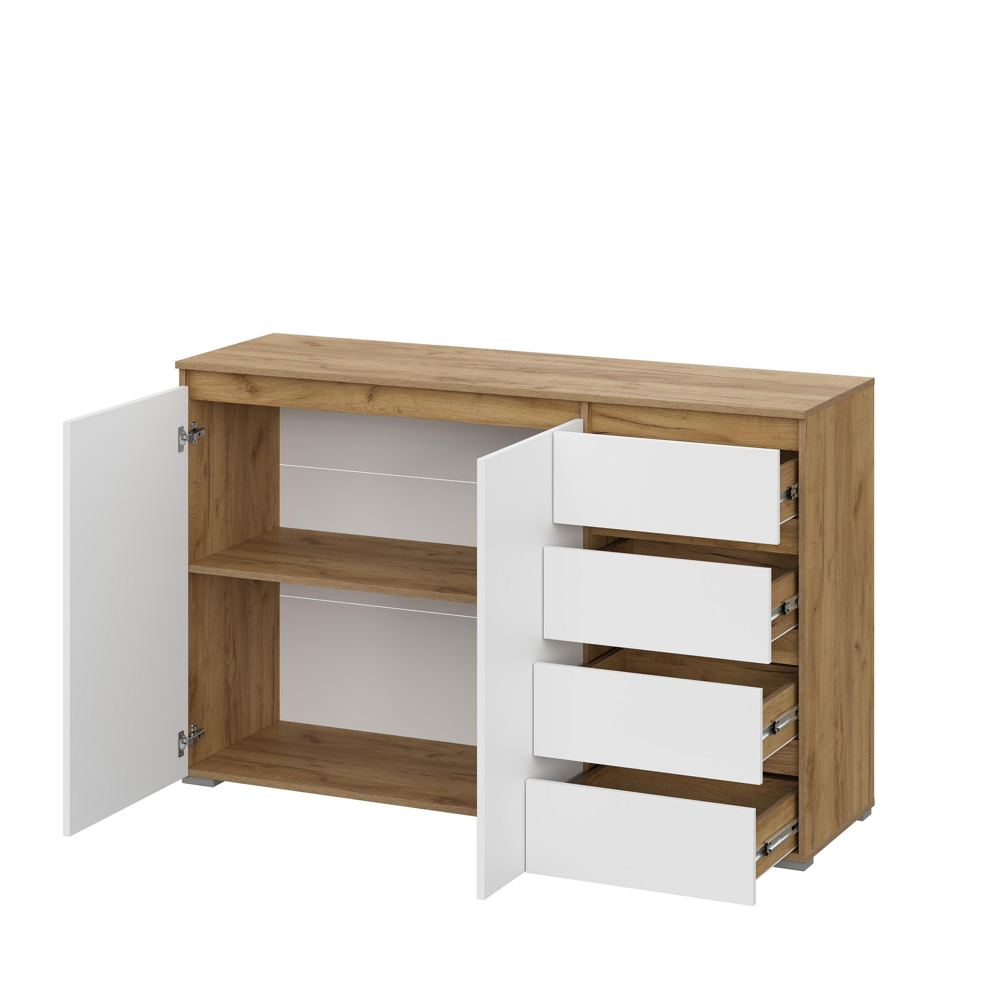 Люмо Комод КМ 06 (4 фасада справа) 1502х958х460 (ДУБ КРАФТ ЗОЛОТО/БЕЛ)