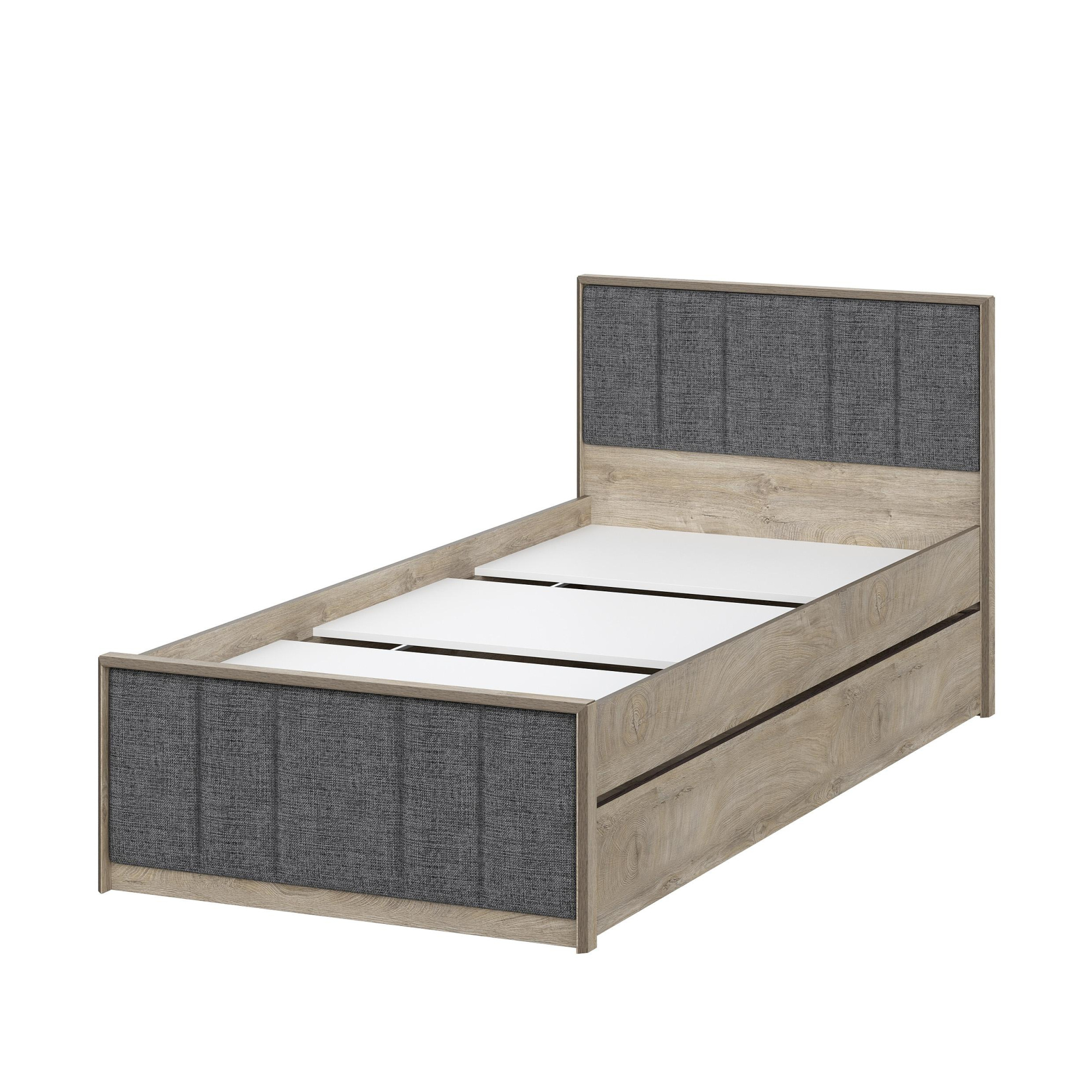 Модульная система "Этна"  Кровать 900 (кр1) АБ (Дуб Эндгрейн/Белый гладкий)