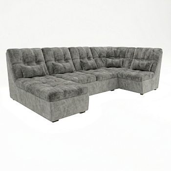 Диван угловой София-2 ДКУ латы Тк.Monaco 06 Grey (абсолют)+Monaco 14 (U-SMOKE) 1 кат Апогей