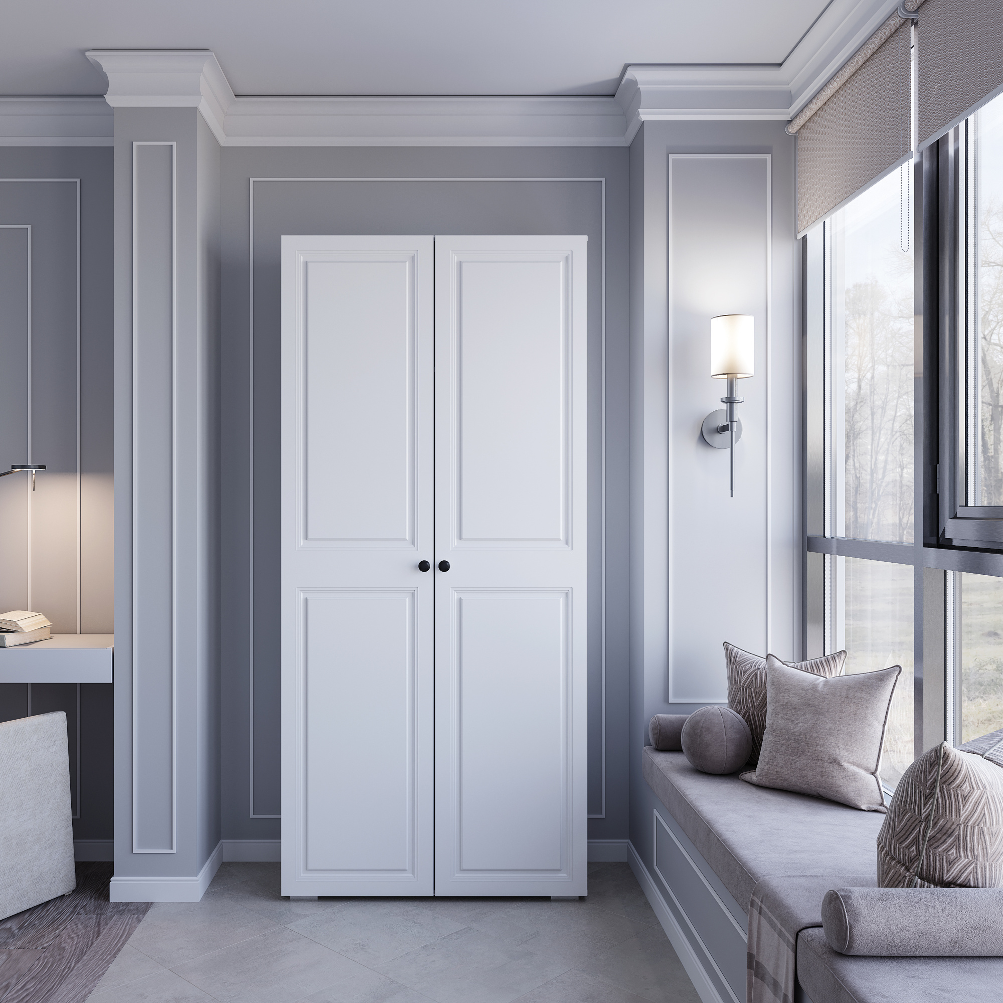 Шкаф 2-х створчатый "Софт" ШК-01 Белый/Эмаль белая (F26)