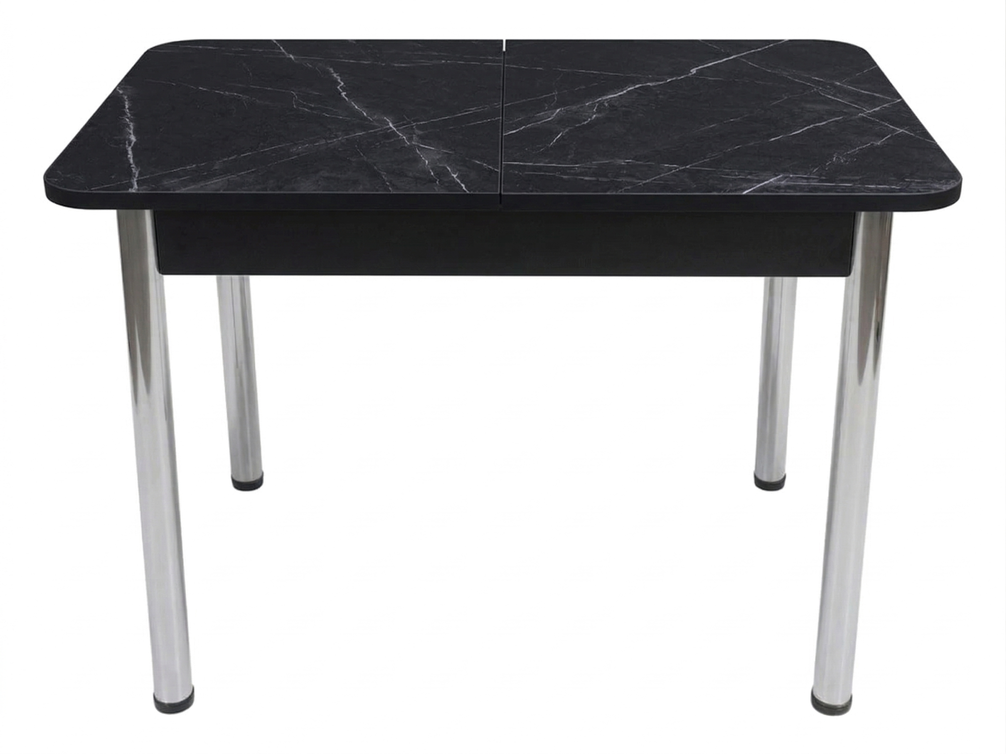 Стол Прямоугольный раздвижной 1100(1400)*700 ноги хром Черное Пл.3102 Тунис черный Висма