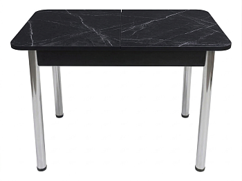 Стол Прямоугольный раздвижной 1100(1400)*700 ноги хром Черное Пл.3102 Тунис черный Висма