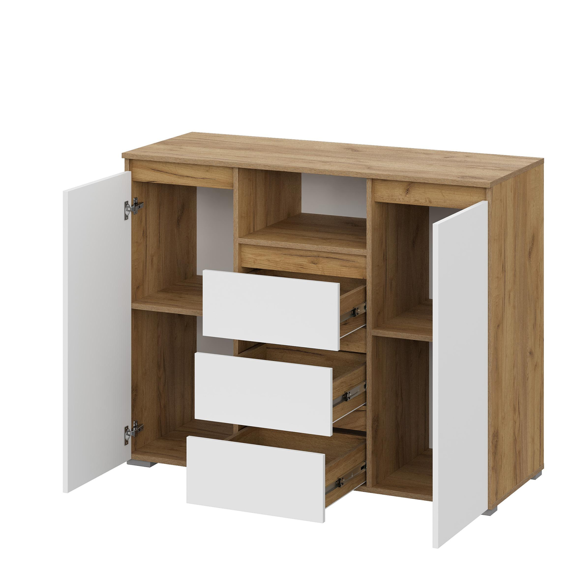 Люмо Комод КМ 01 1202х958х460 (ДУБ КРАФТ ЗОЛОТО/БЕЛ)