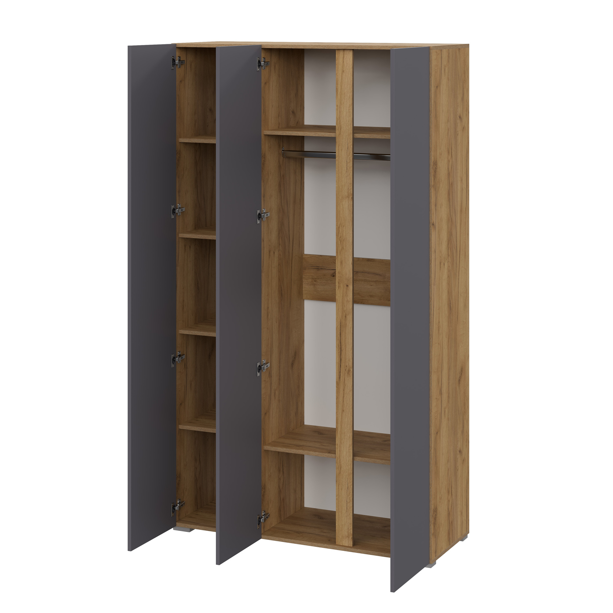 Люмо Шкаф с зеркалом ШК 02 1200х2100х460 (ДУБ КРАФТ ЗОЛОТО/СЕР)