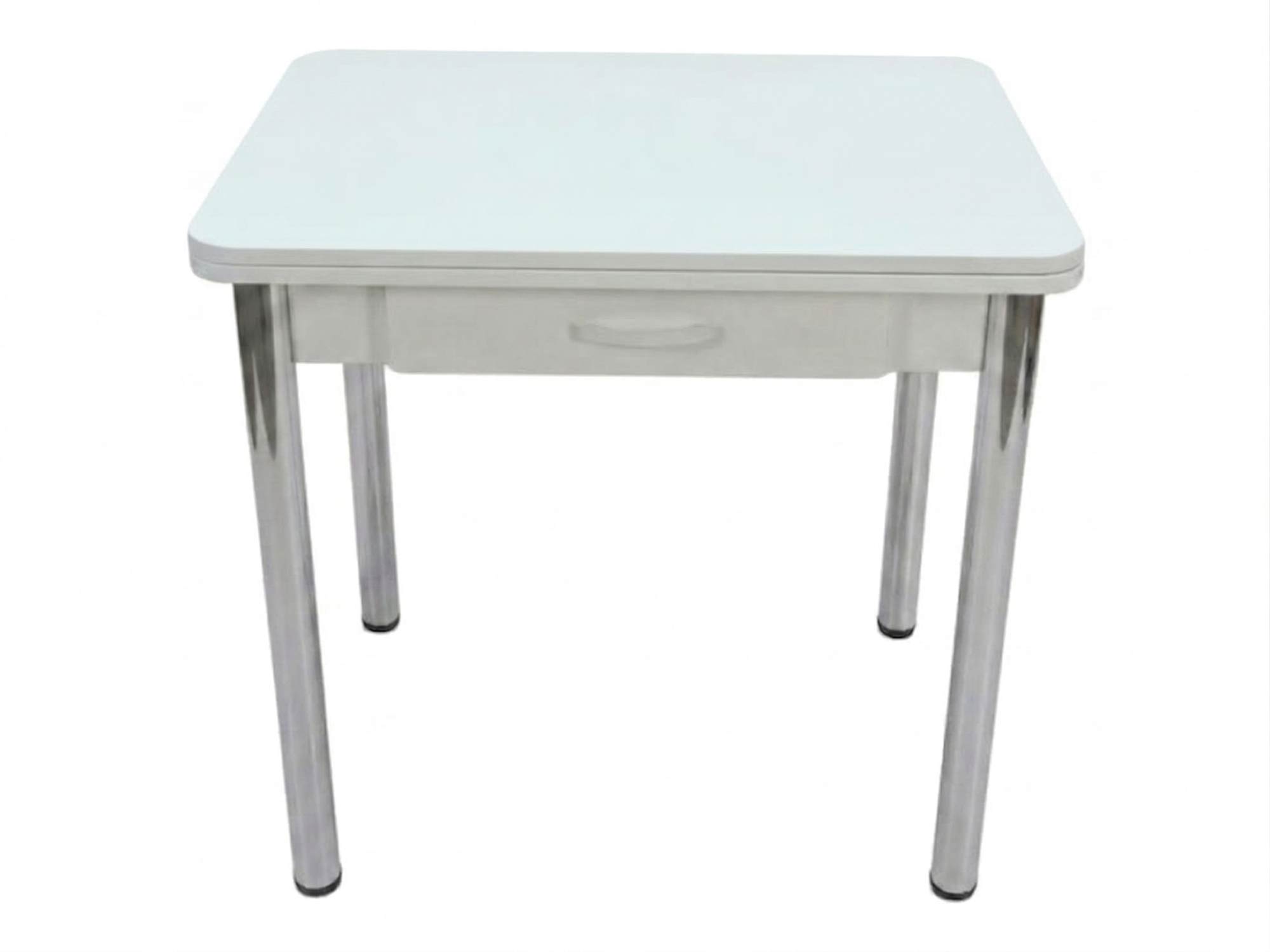 Стол Ломберный с ящ 600*800 (1200) ноги хром Белое Пл.L011ТС белый