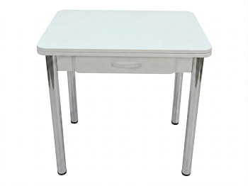 Стол Ломберный с ящ 600*800 (1200) ноги хром Белое Пл.L011ТС белый