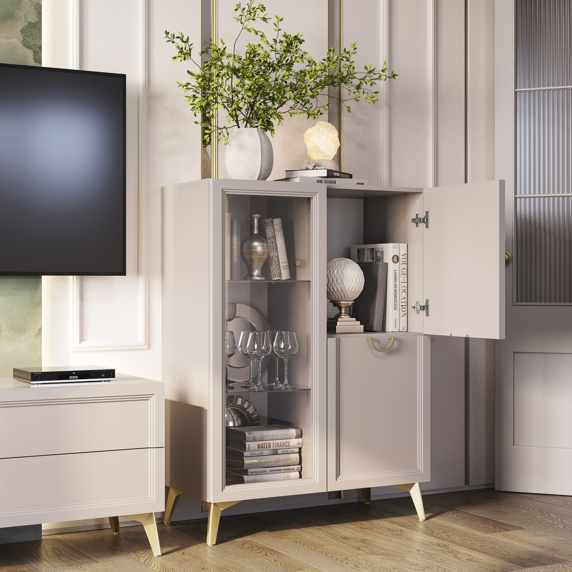 Шкаф-витрина "Эстетика" ШК-23 Кашемир