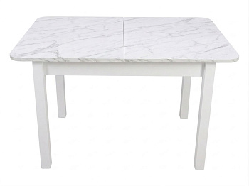Стол Висма раздвижной 1200(1980)*800 ноги квадро белые Белое Пл.4131PS Белый мрамор Висма