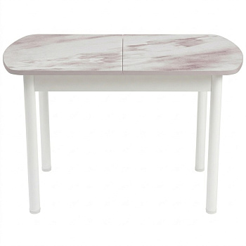 Стол Европейский раздвижной 1200(1500)*800 ноги хром Белое Пл.4131  Белый мрамор Висма